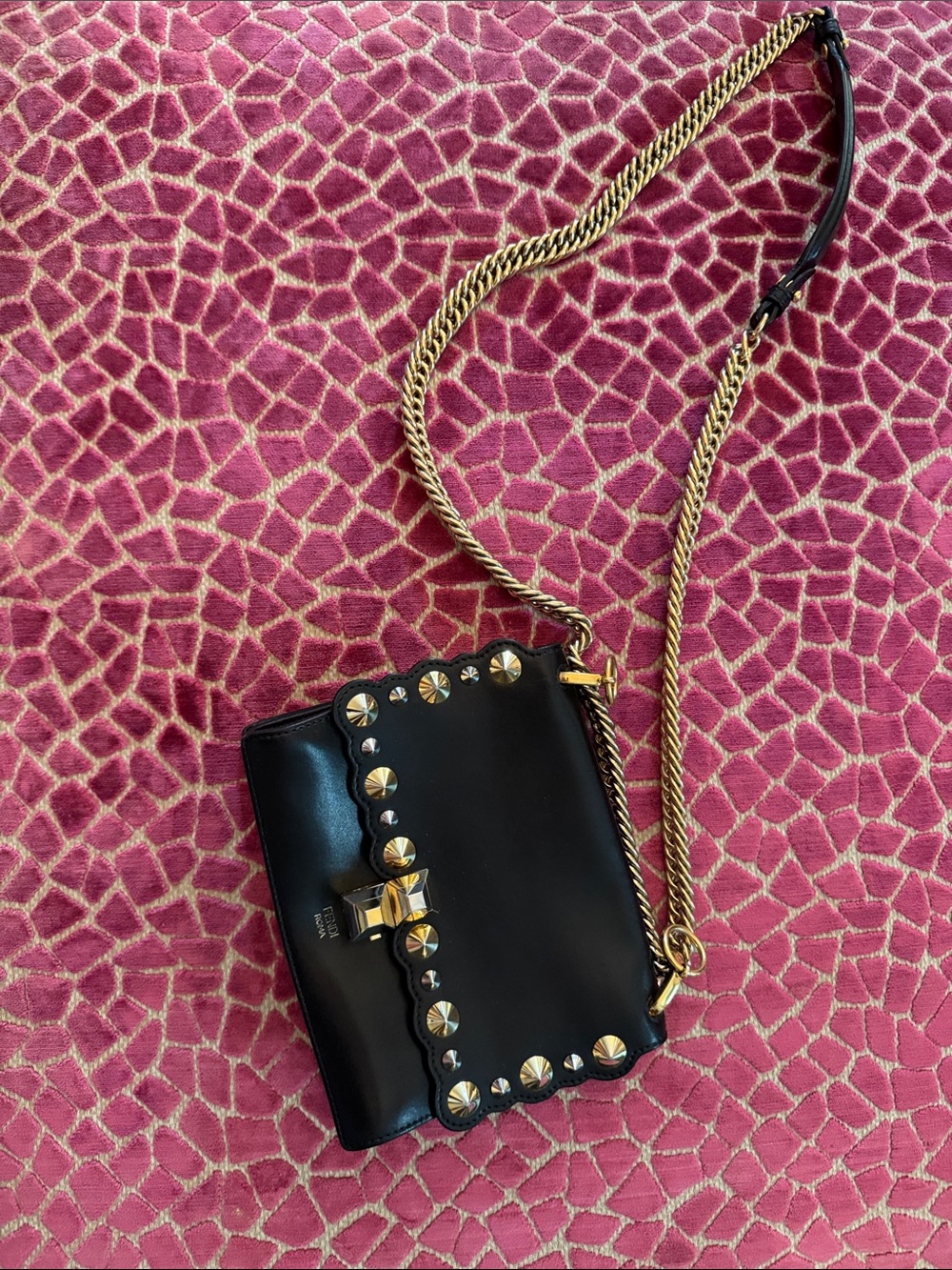 Fendi Black Studded Chain Shoulder Bag - Unbranded